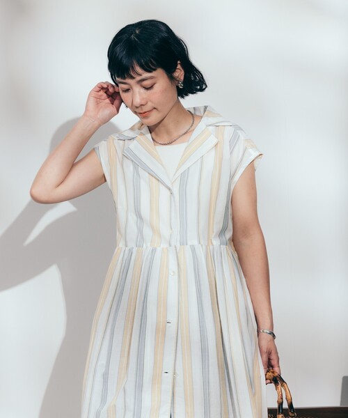FREAK'S STORE シャツワンピース インド マルチストライプ