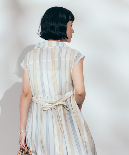【お値下げしました！】ノースリーブシャツワンピース　India industry FREAK'S STORE シャツワンピース インド マルチストライプ