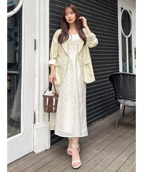 アーナ　太リボンキャノチ　白 dazzlin ワンピース バックリボンジャカードキャミワンピース