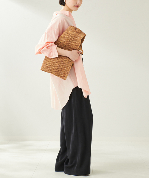 plage スラックス パンツ fibril linen 混 フレアパンツ