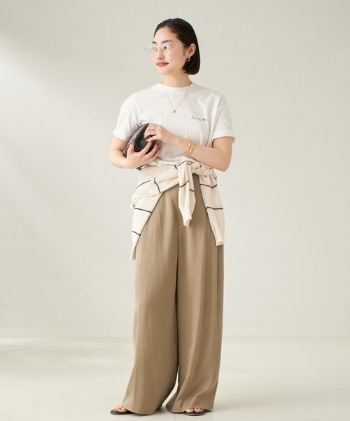 plage fibril linen 混フレアパンツ plage スラックス パンツ fibril linen 混 フレアパンツ