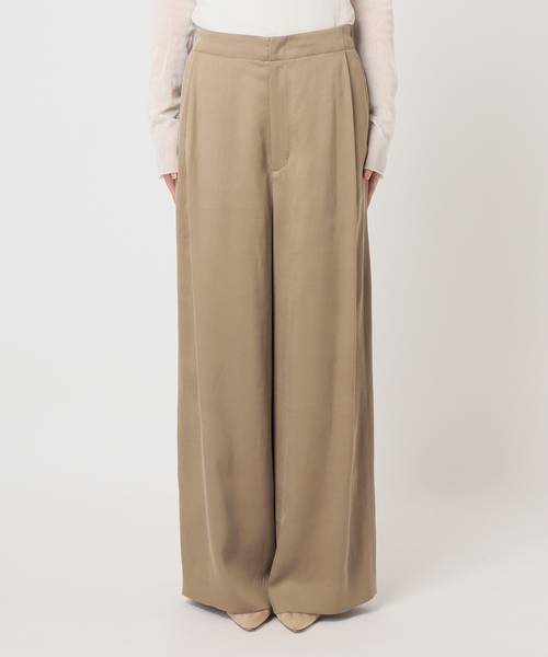 plage スラックス パンツ fibril linen 混 フレアパンツ