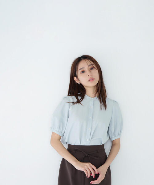 ブラウス シャツ リネンライク切替スリーブブラウス レディース N.Natural Beauty Basic ブラウス シャツ リネンライク切替