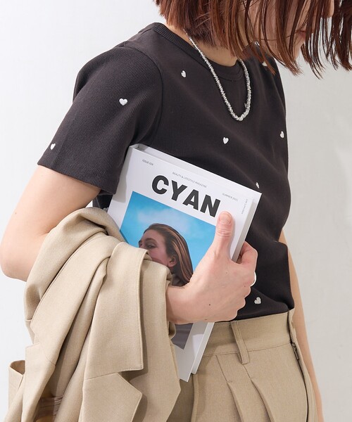 tシャツ Petit ロゴTEE レディース STARTER tシャツ ハートロゴショート丈ハーフジップTシャツ