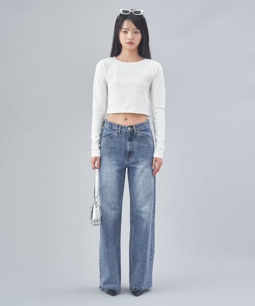 [JUST A NOON] обработка Denim брюки MEDIUM голубой женский 
