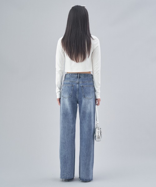 [JUST A NOON] обработка Denim брюки MEDIUM голубой женский 