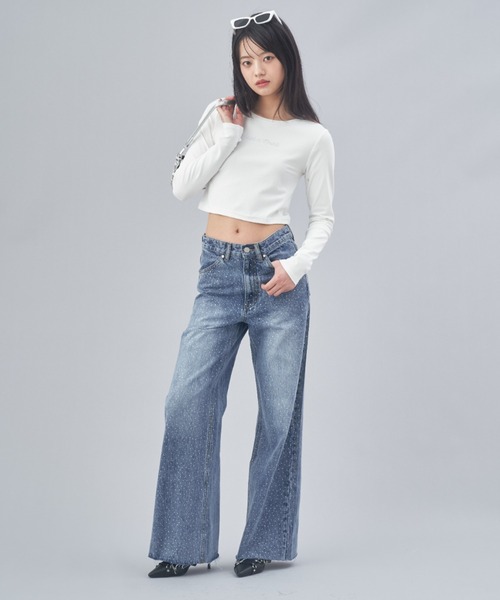 [JUST A NOON] обработка Denim брюки MEDIUM голубой женский 