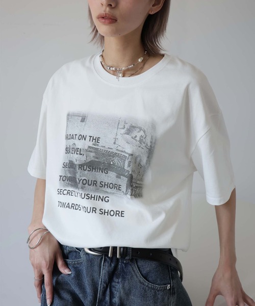 ULYSSES tシャツ 半袖 モノトーンプリントTシャツ レディース