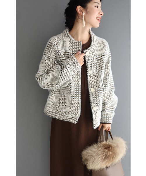 「CAWAII」 ノーカラージャケット FREE アイボリー レディース_画像6