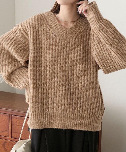 極美品⭐︎column ボリュームスリーブ ベージュニットセーター BONLECILL（ボンルシール） ニット セーター ざっくりボリューム