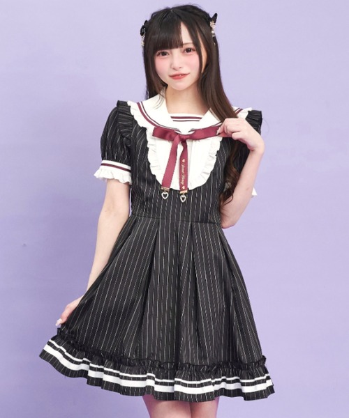 Secret Honey ワンピース ヨーク切替半袖セーラーワンピース