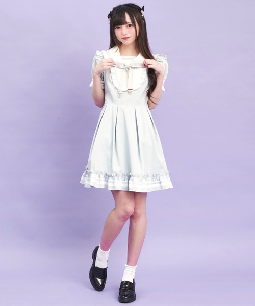 【新品未使用】Secret Honey ヨーク切替半袖セーラーワンピース Secret Honey ワンピース ヨーク切替半袖セーラーワンピース