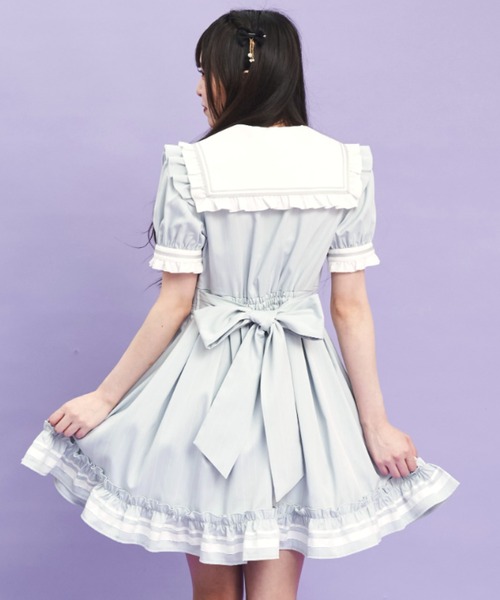 Secret Honey ワンピース ヨーク切替半袖セーラーワンピース