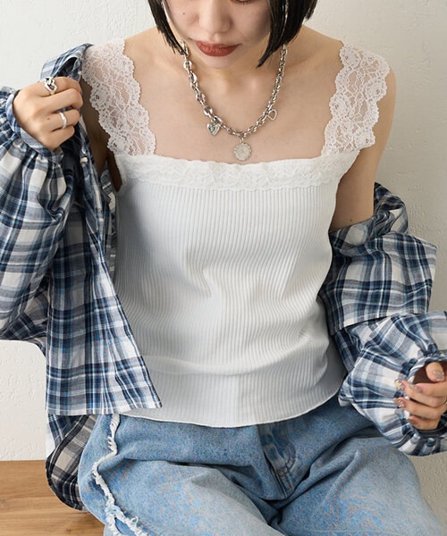 w closet（ダブルクローゼット） キャミソール 「3色展開」レース