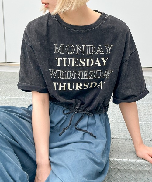 SpRay tシャツ ロゴ裾スピンドルクロップドTシャツ レディース