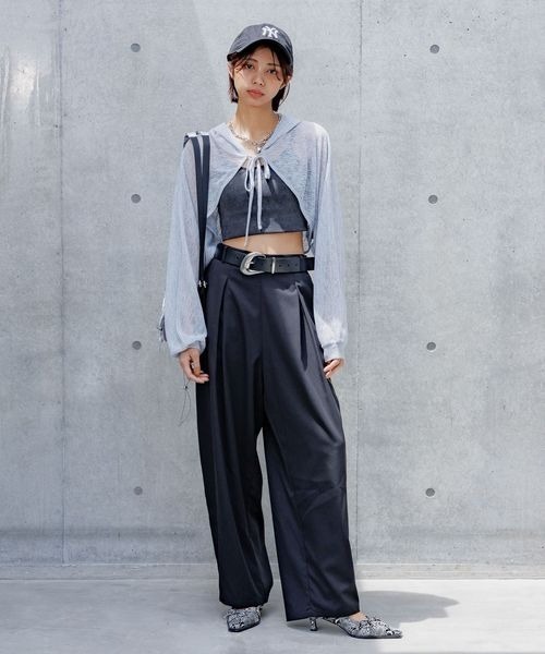 カーディガン シアーメッシュフードボレロ レディース PAGEBOY カーディガン シアーカットフードボレロ レディース