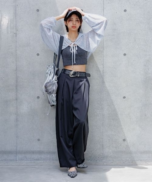 PAGEBOY カーディガン シアーカットフードボレロ レディース