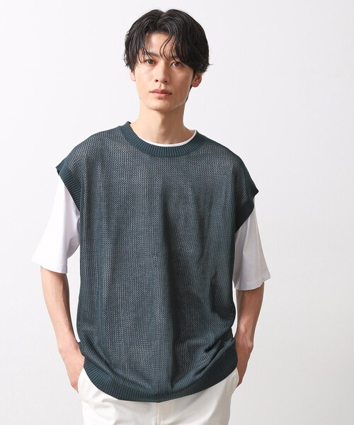 THE SHOP TK tシャツ メッシュニットアンサンブルベスト 「半袖Tシャツ