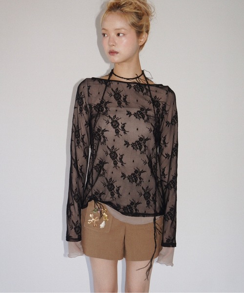 musubore（ムスボレ） tシャツ layered lace tops / レイヤードレース 