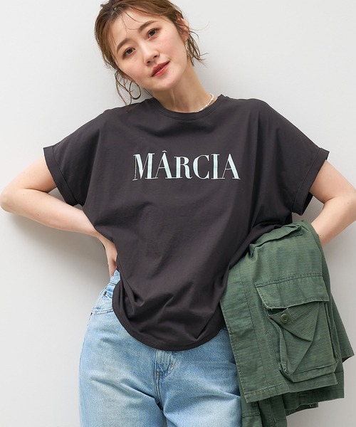MICA&amp;DEAL ロゴ Tシャツ ヘムラウンド ラグランスリーブ MICA&DEAL（マイカアンドディール） tシャツ MARCIA”ヘムラウンドロゴ
