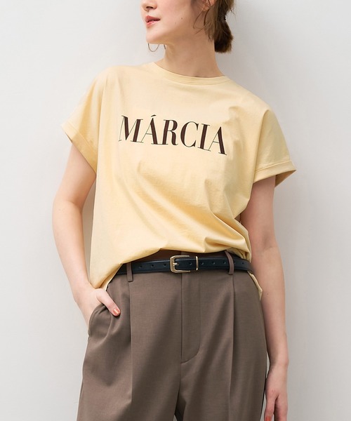 tシャツ MARCIA”ヘムラウンドロゴプリントTシャツ「2サイズ展開」 レディースの画像