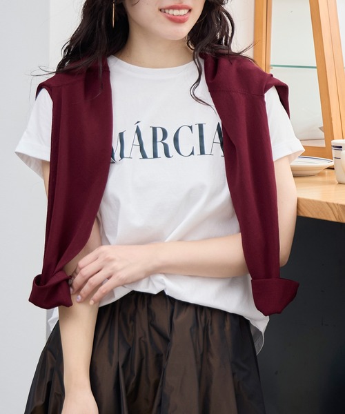 tシャツ MARCIA”ヘムラウンドロゴプリントTシャツ「2サイズ展開」 レディースの画像