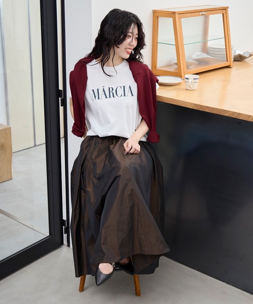 tシャツ MARCIA”ヘムラウンドロゴプリントTシャツ「2サイズ展開」 レディースの画像