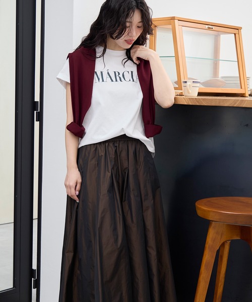 tシャツ MARCIA”ヘムラウンドロゴプリントTシャツ「2サイズ展開」 レディースの画像