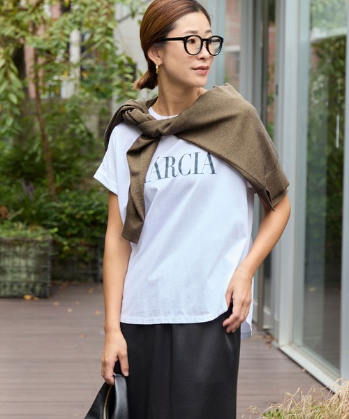 tシャツ MARCIA”ヘムラウンドロゴプリントTシャツ「2サイズ展開」 レディースの画像