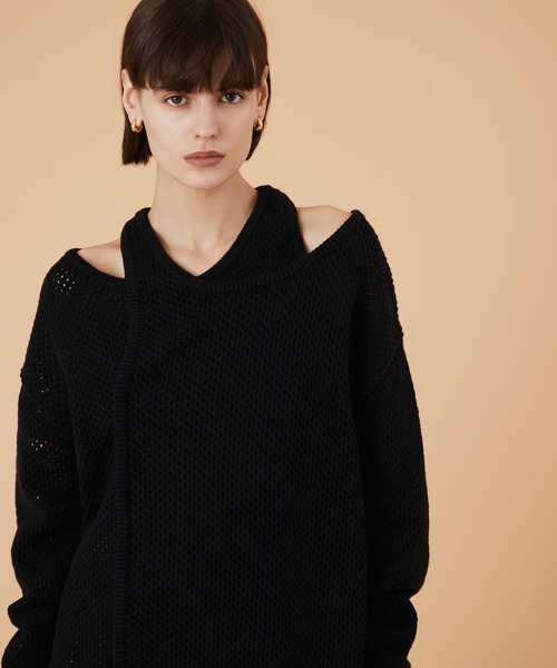 「COLUMN」 長袖ニット FREE オフホワイト レディース_画像2