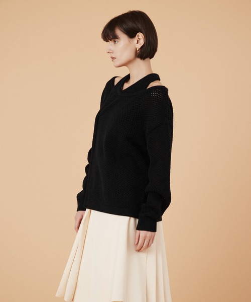 「COLUMN」 長袖ニット FREE オフホワイト レディース_画像3