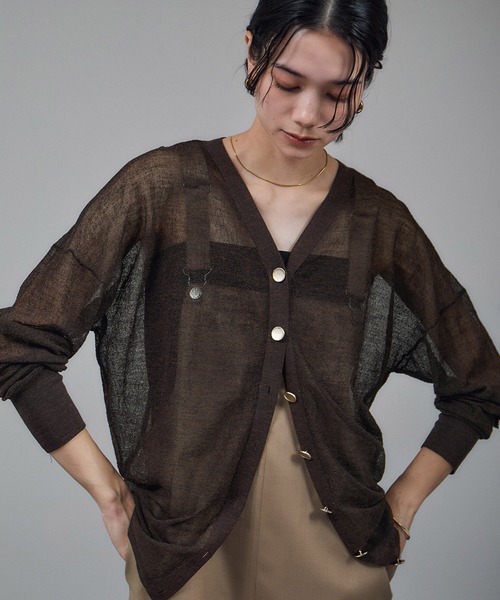 【ブラウン（22）】シアークレープ2WAYカーディガン SALON adam et rope'｜シアークレープ2WAYカーディガン | Rakuten