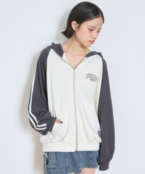 LOVETOXIC パーカー 「7days」袖配色ルーズジップパーカ キッズ 子供服