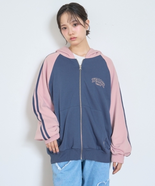 LOVETOXIC パーカー 「7days」袖配色ルーズジップパーカ キッズ 子供服