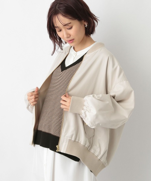 「GLOBAL WORK」 ジップアップブルゾン LARGE オフホワイト レディース_画像9