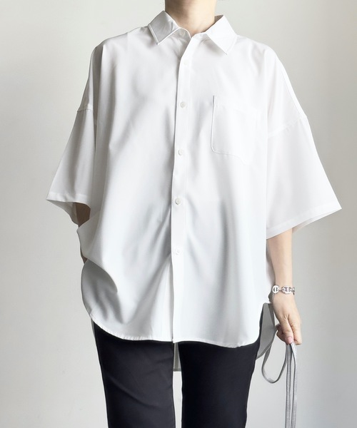 「COMMON WARE」 「HALHAM」半袖シャツ M ホワイト レディース_画像4