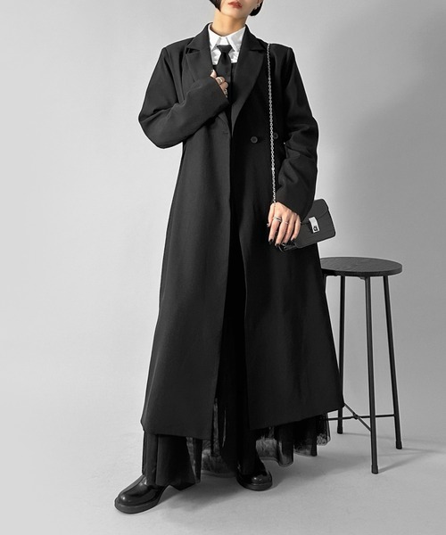 ブラック オーバーサイズ ロングジャケット ssstein / シュタイン】OVERSIZED SINGLE BREASTED LONG JACKET