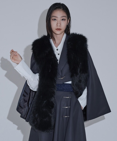 Ellno de Mavie（エルノデメヴィ） ベスト ジレ ラビットライクファー