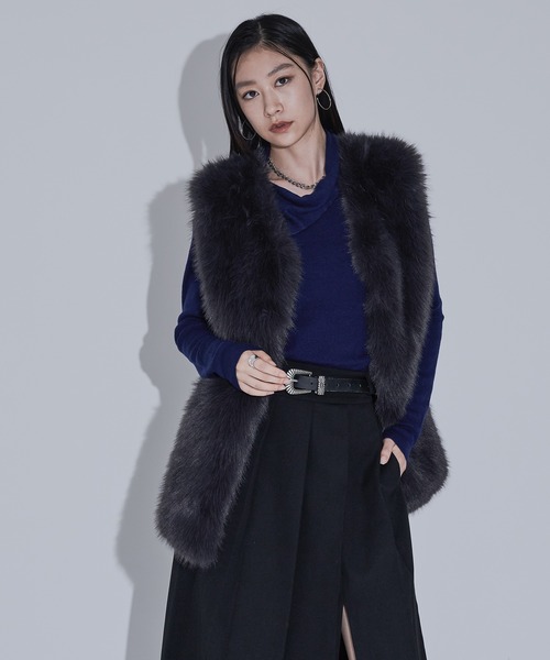 Ellno de Mavie（エルノデメヴィ） ベスト ジレ ラビットライクファー