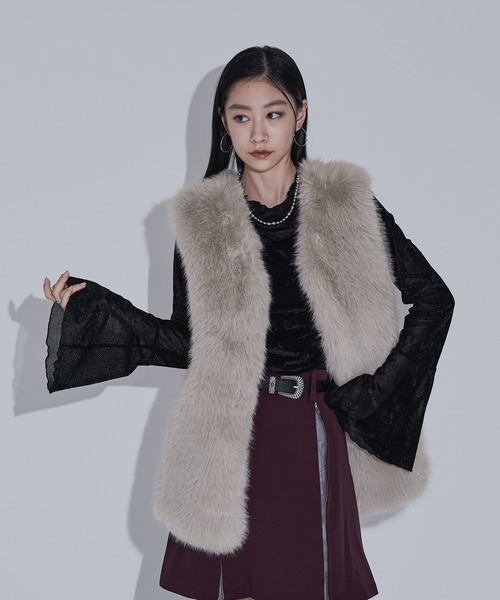 Ellno de Mavie（エルノデメヴィ） ベスト ジレ ラビットライクファー