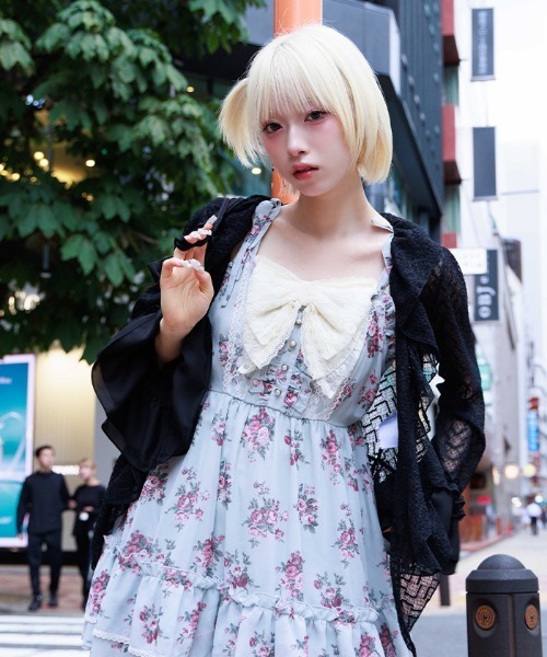 アクシーズファムレースフリルカーディガンクリームピンク axes femme（アクシーズ ファム） カーディガン カットレースボレロ