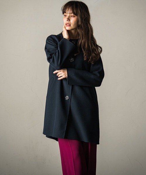 Viaggio Blu（ビアッジョブルー） ノーカラーコート S ネイビー