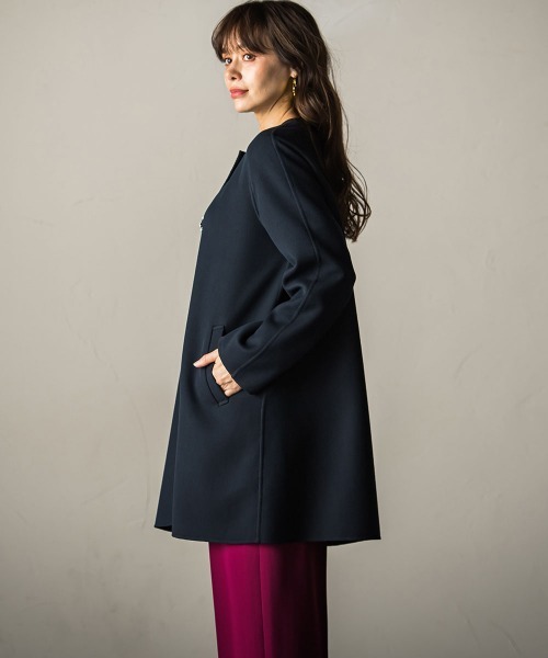 「Viaggio Blu」 ノーカラーコート S ネイビー レディース_画像7