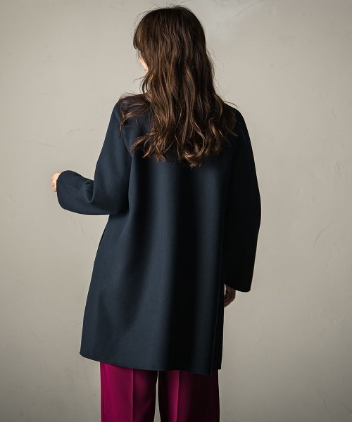 「Viaggio Blu」 ノーカラーコート S ネイビー レディース_画像8