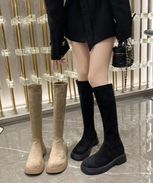 ブーツ プラットフォームスエードロングブーツ レディース : ZOZOTOWN