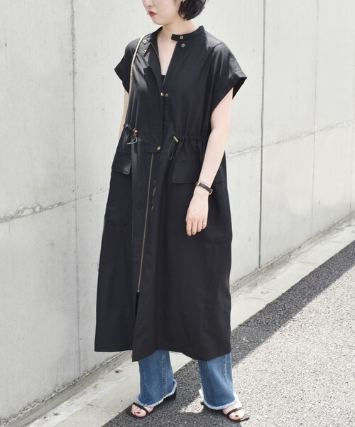 「quaranciel」 半袖ワンピース ONE SIZE ブラック レディース_画像2