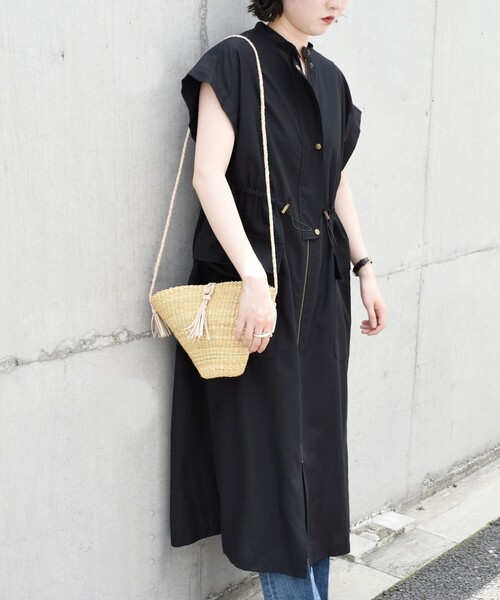「quaranciel」 半袖ワンピース ONE SIZE ブラック レディース_画像3