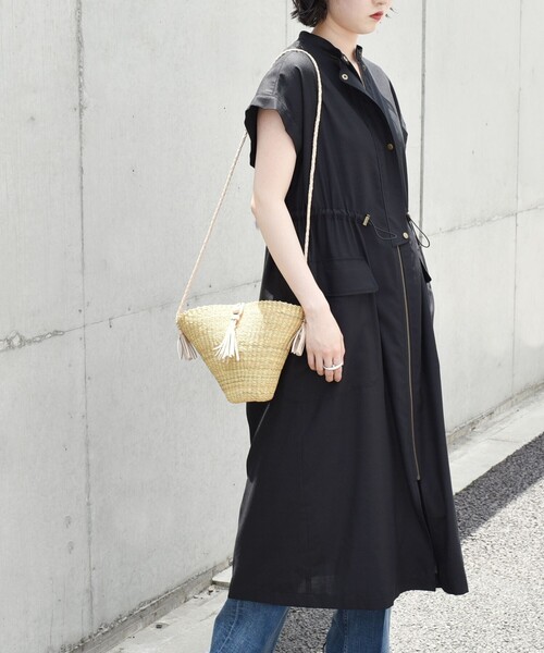 「quaranciel」 半袖ワンピース ONE SIZE ブラック レディース_画像4