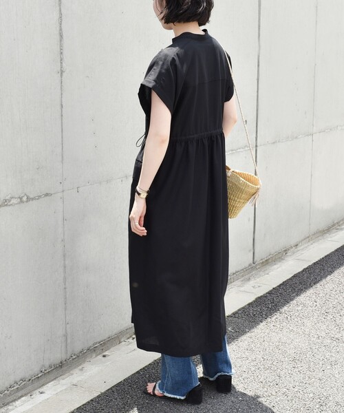 「quaranciel」 半袖ワンピース ONE SIZE ブラック レディース_画像6