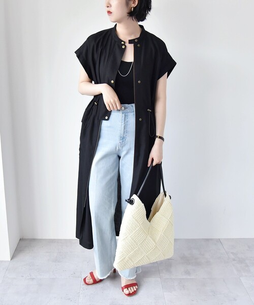 「quaranciel」 半袖ワンピース ONE SIZE ブラック レディース_画像7